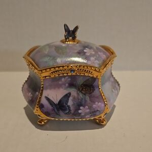 Gold and Purple Butterfly Trinket Box